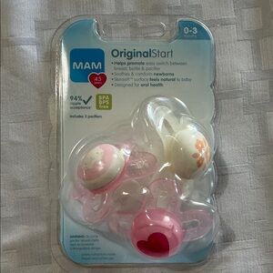 MAM Original Start Baby Pacifiers - Pink and White